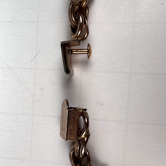 Vtg Kaco Signed 20g,12K Gold GF Bracelet Band Sweetheart Treble Clef 2 Pearls - Picture 6 of 9